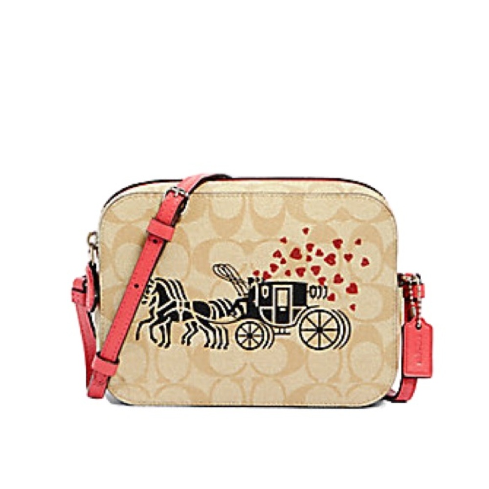 Coach MINI CAMERA BAG IN SIGNATURE HORSE AND CARRIAGE HEART PRINT